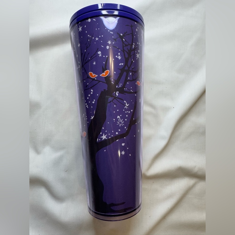 Starbucks‎ Halloween 2022 Purple Tree with Eyes Stars Tumbler Glow No Straw